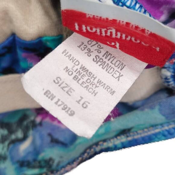 Vintage Maxine of Hollywood Blue Floral Bathing Suit with Belt - Picture 5 of 6